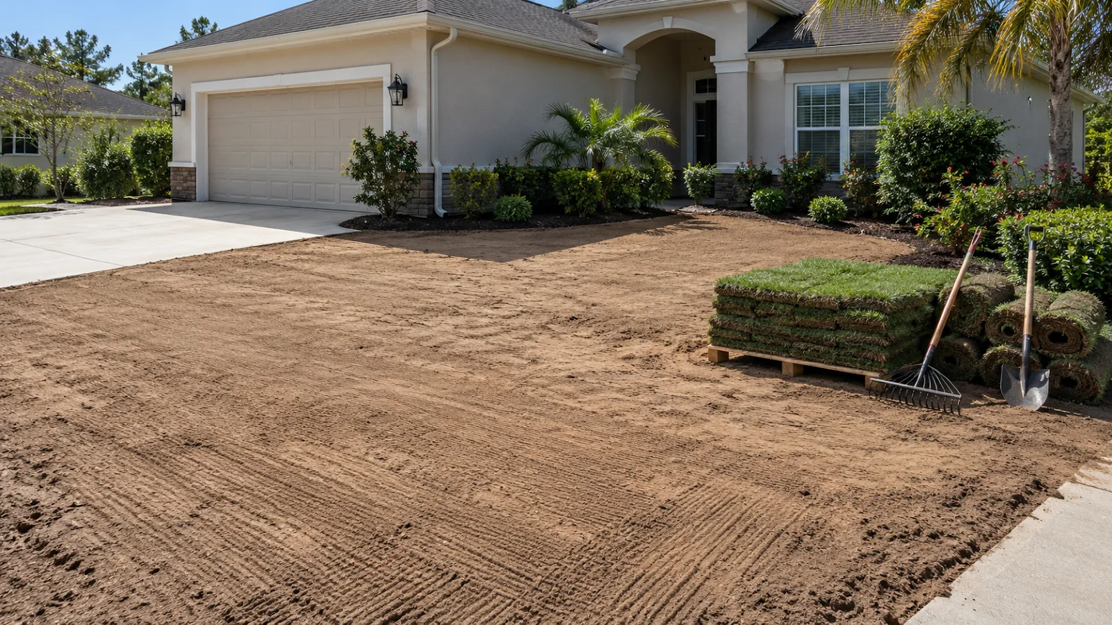 Sod pallets ready to lay Sod pallets ready for lawn installation in Nassau County, FL